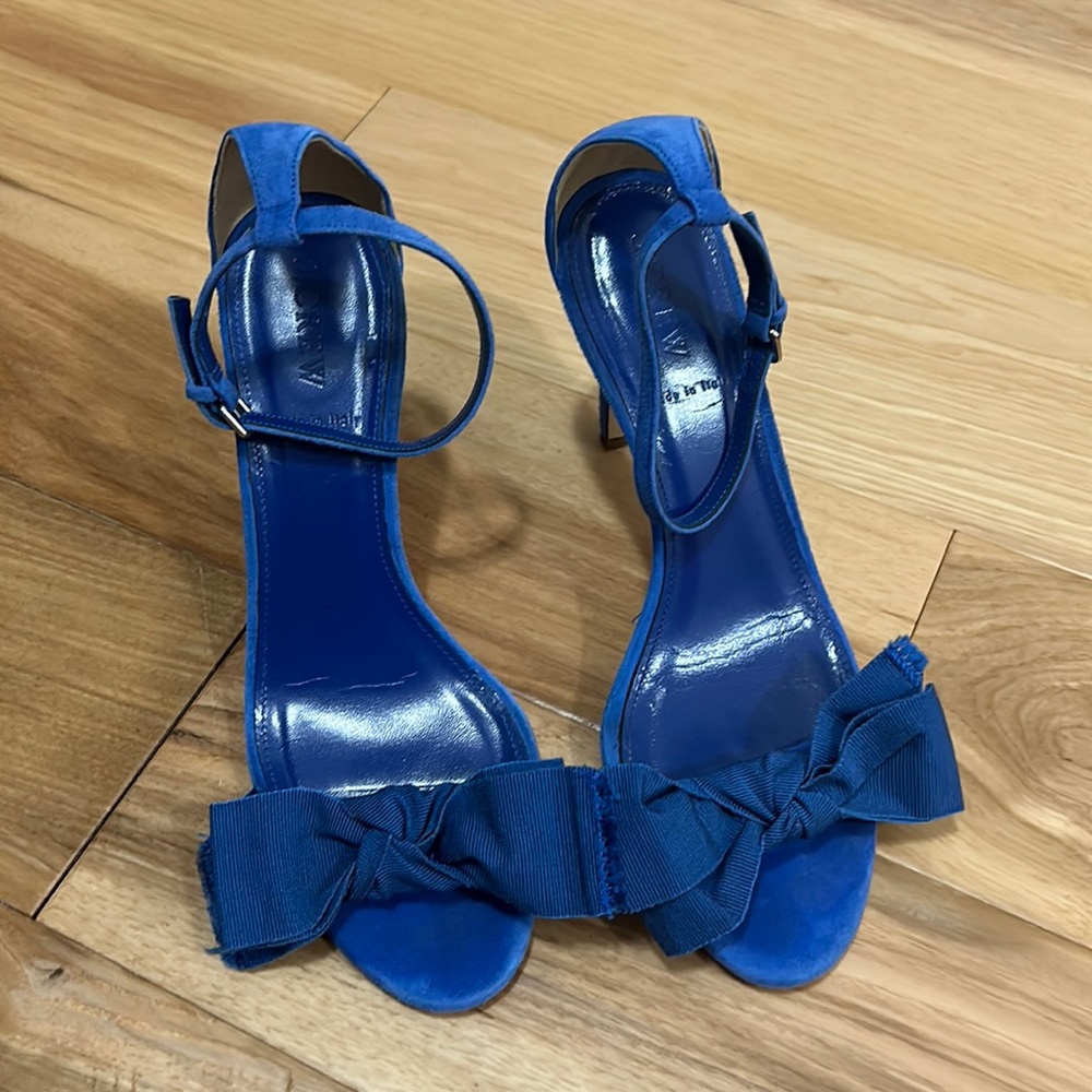 J Crew Blue suede stiletto sandals